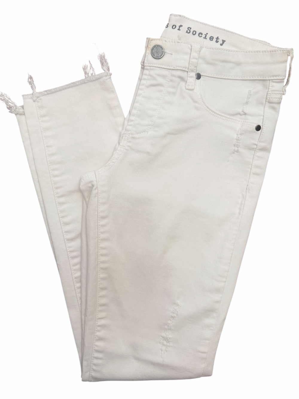 Articles of Society White Distressed Skinny Jeans Size 25 Frayed Raw Hem